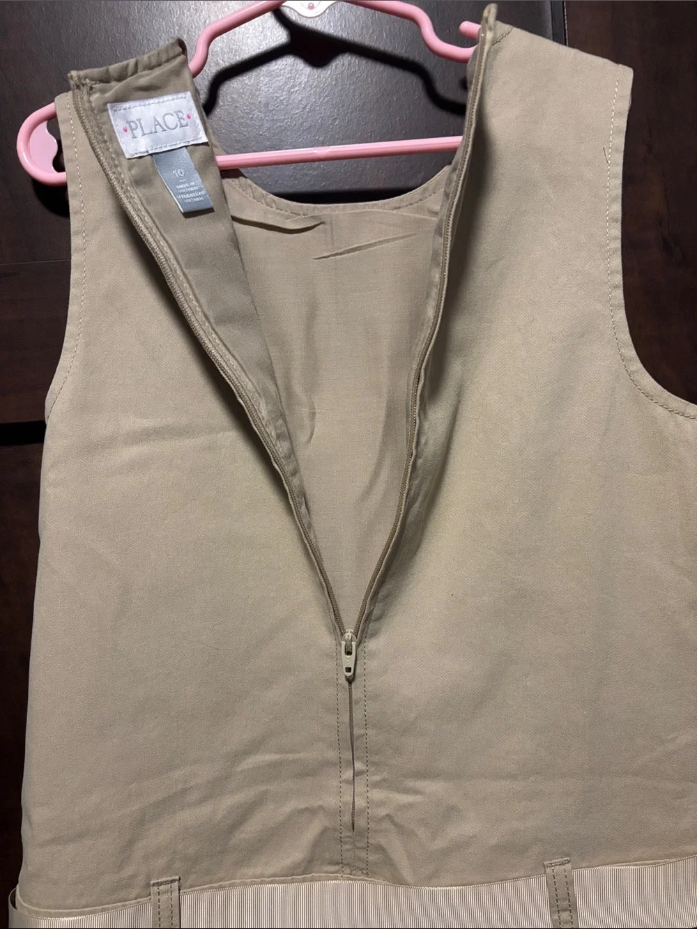 The Children's Place Tan Pleated Bow-Front School uniform Dress